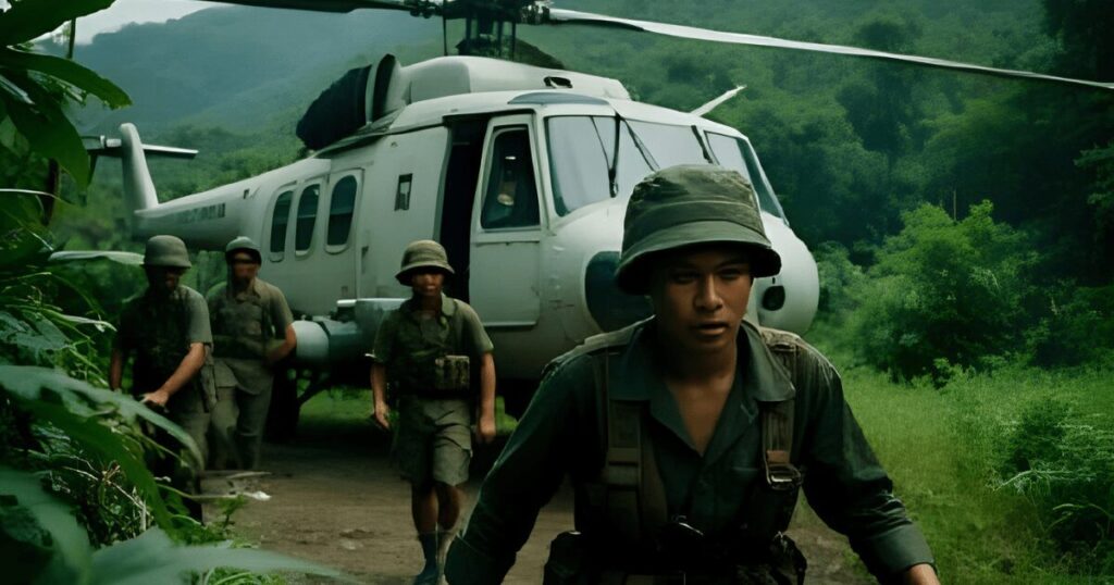 ベトナム戦争_ヘリから降りる米兵たち