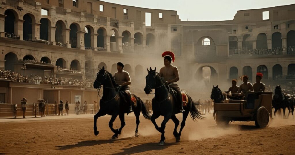 古代ローマ_コロッセオの中で洗車が入場するシーン