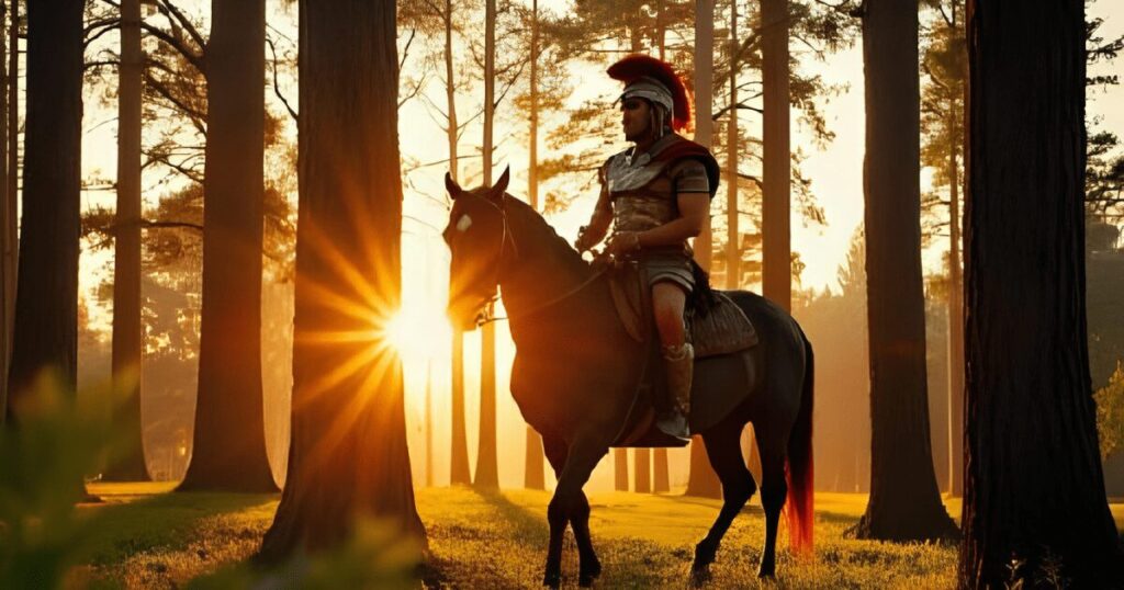 馬で進むローマ人兵士