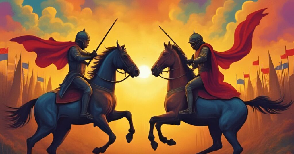 百年戦争_戦場で一騎打ちする2人の騎士