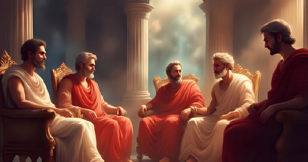 議論する古代ローマの政治家たち