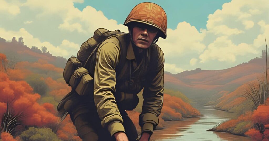 ベトナム戦争_一人でジャングルの中を進む米兵