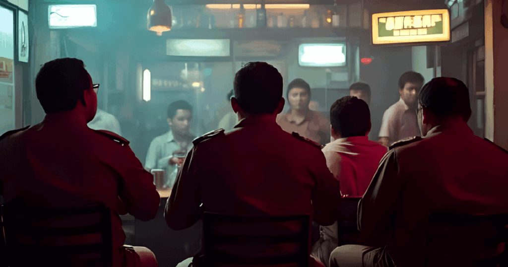 ベトナムの夜の街で飲む兵士たち２