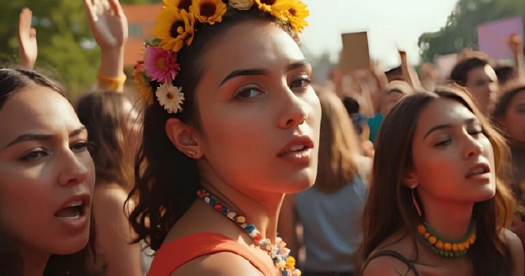 ベトナム反戦運動に参加するアメリカ人女性たち