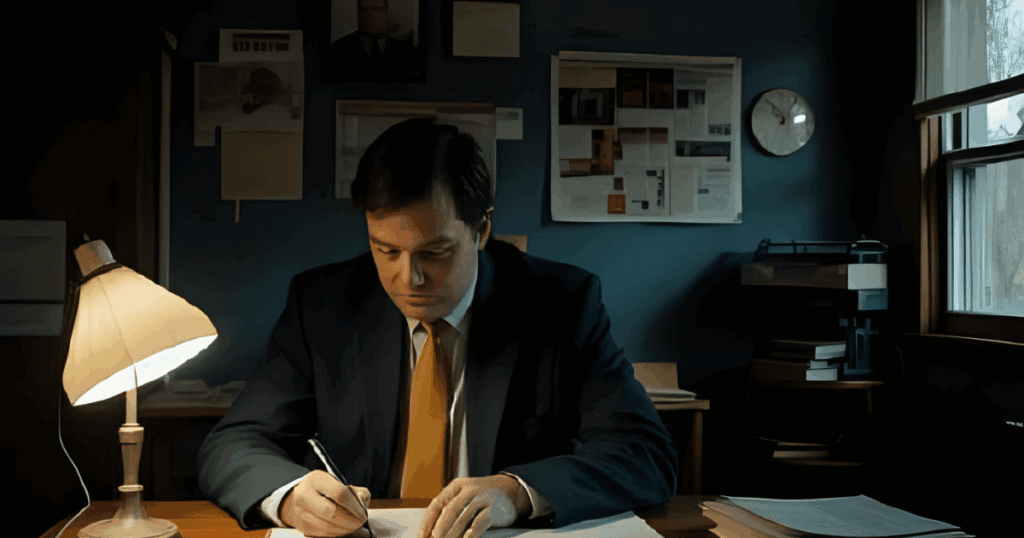 書類をまとめる役人