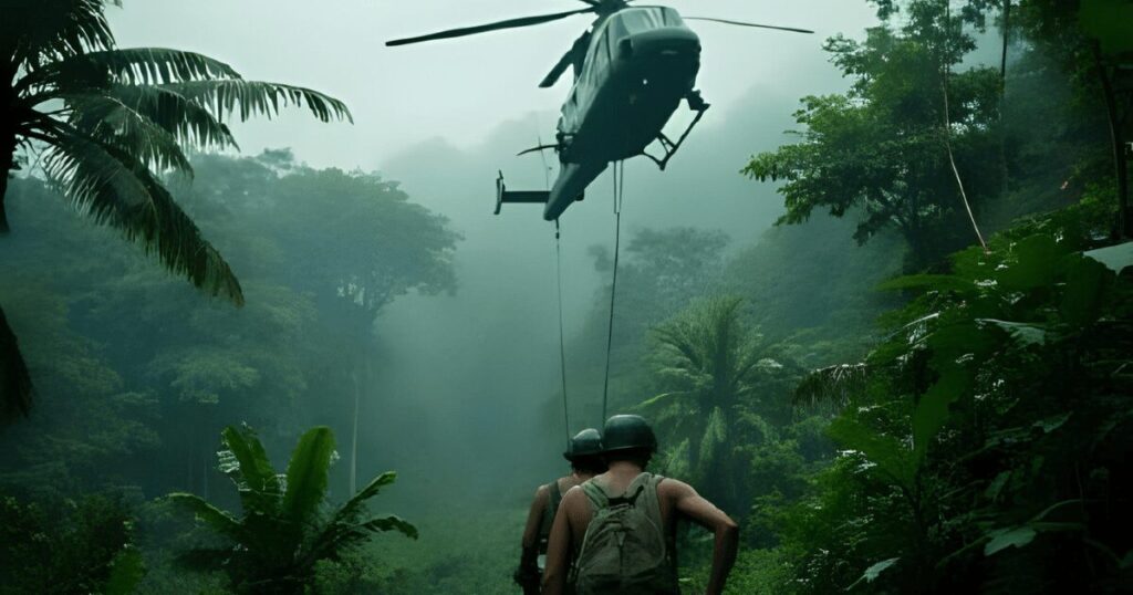 ベトナム戦争ヘリに戻るアメリカ兵