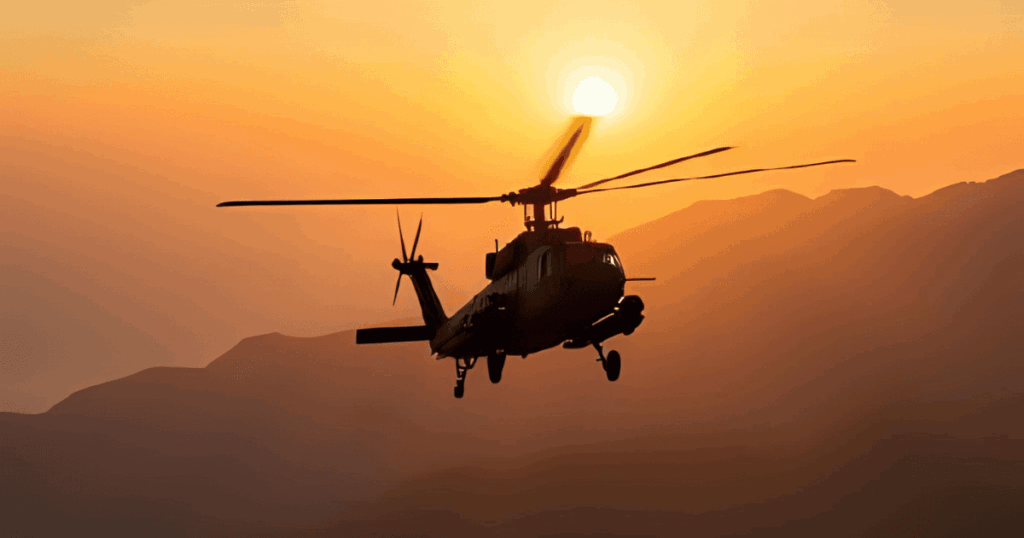 夕焼けと米軍ヘリ