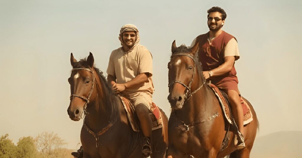 乗馬する2人の男性