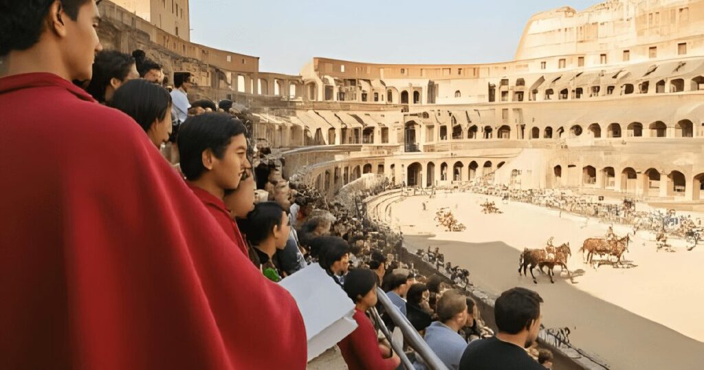 古代ローマ時代のキルクスでの戦車レースの様子