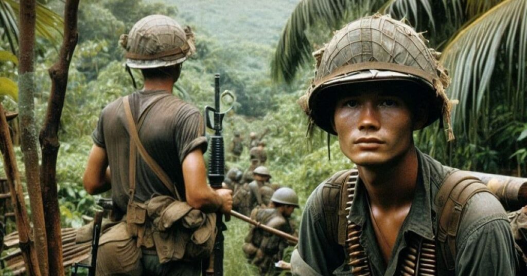 ベトナム戦争_ジャングルの中を進軍するアメリカ兵たち