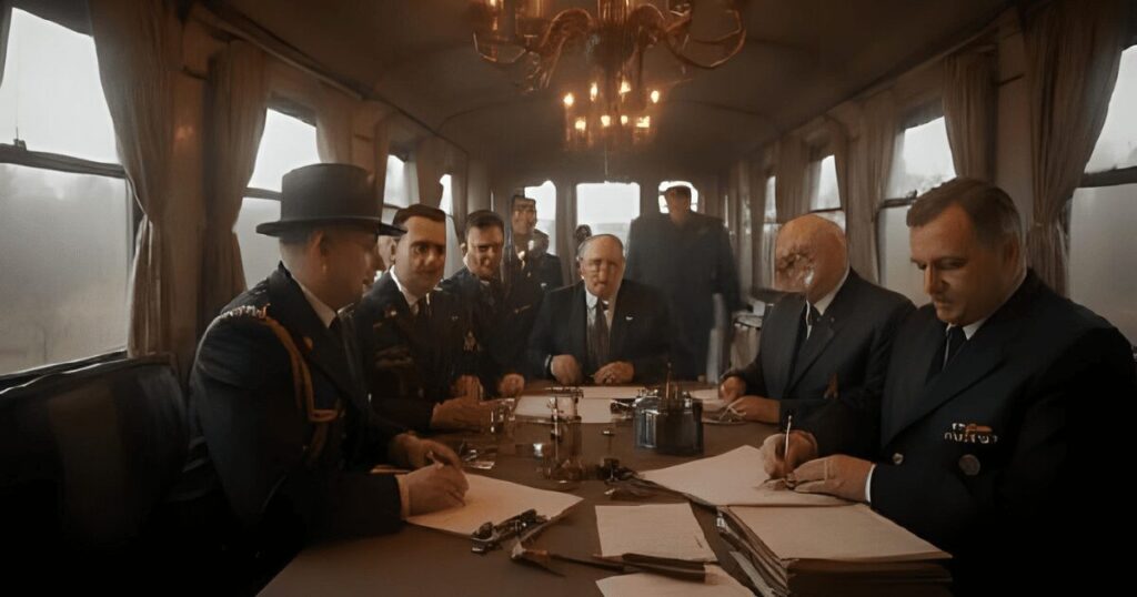 停戦協定について話し合う政治家たち