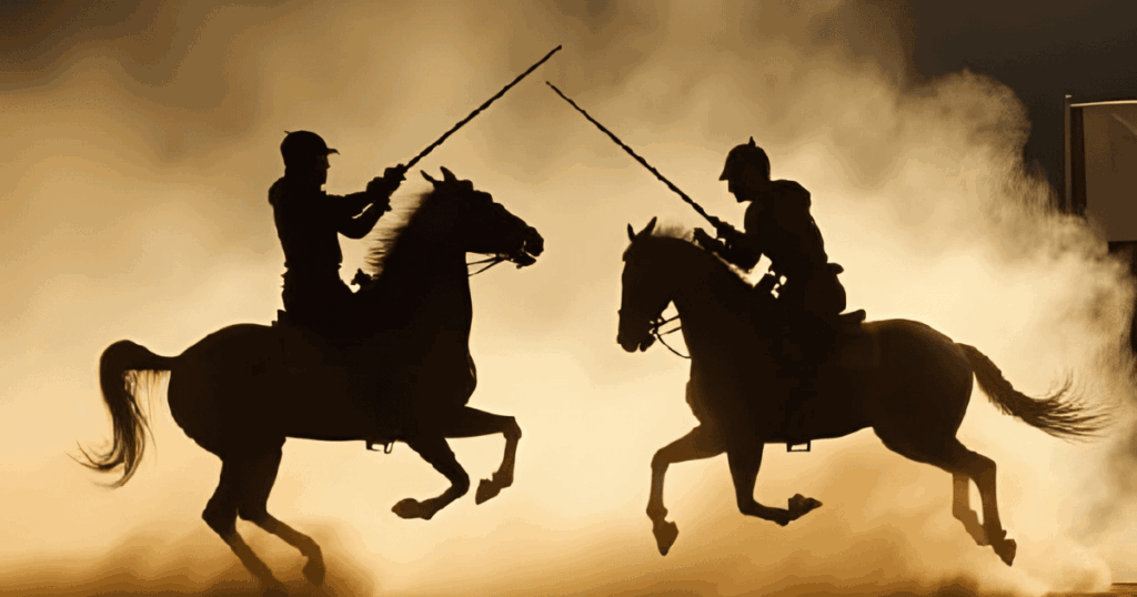 馬上槍試合で決戦する2人の騎士