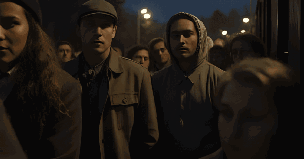 夜中に移動させられる人々