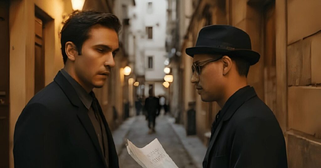 過去の辛い出来事を新聞記者に話す