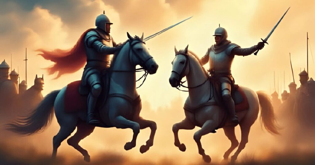 中世ヨーロッパ_決闘を行う二人の騎士